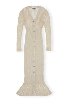 Thin Cotton Lace Button Down Maxi Dress | Egret