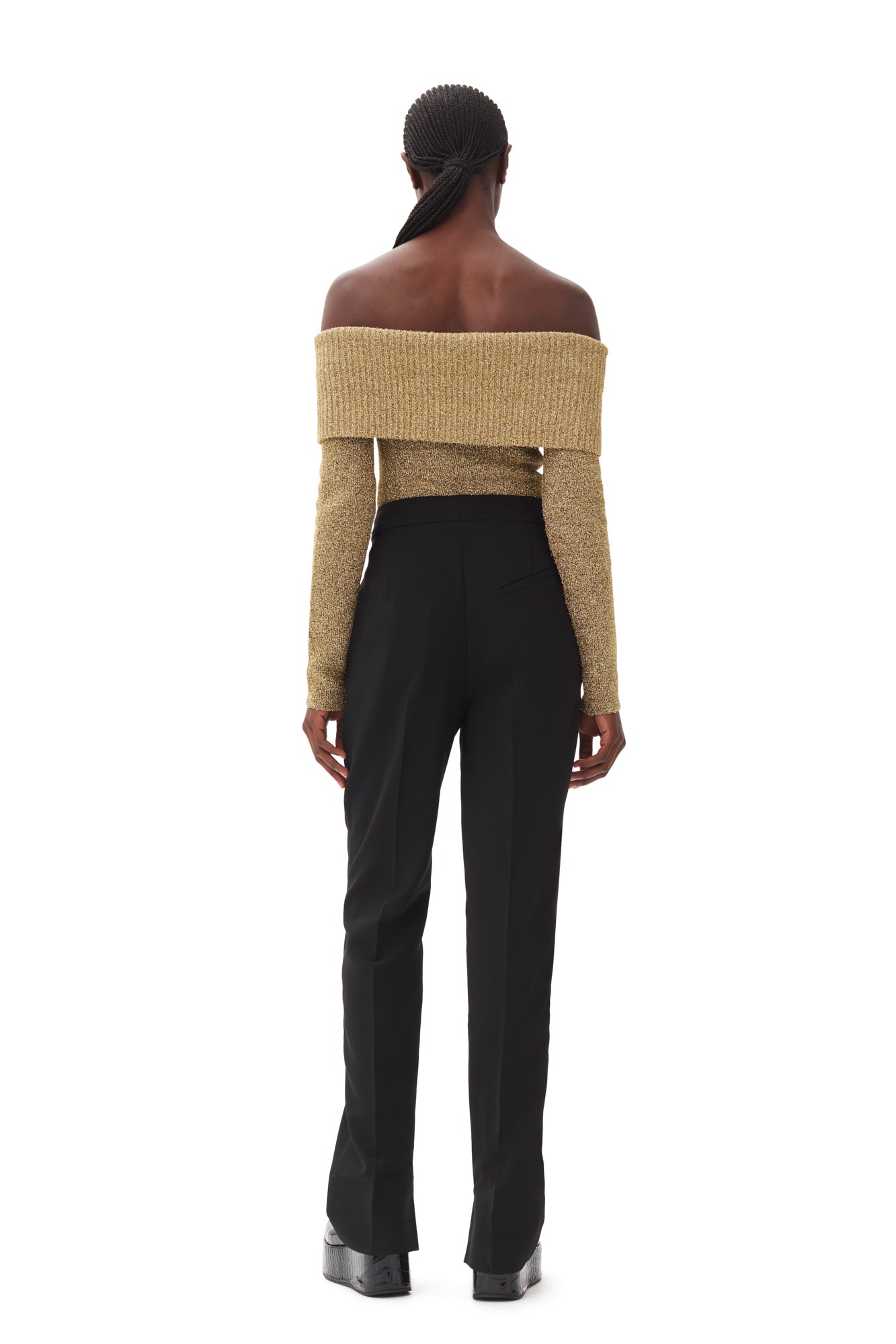 Sparkle Doubleface Off Shoulder Blouse | Gold