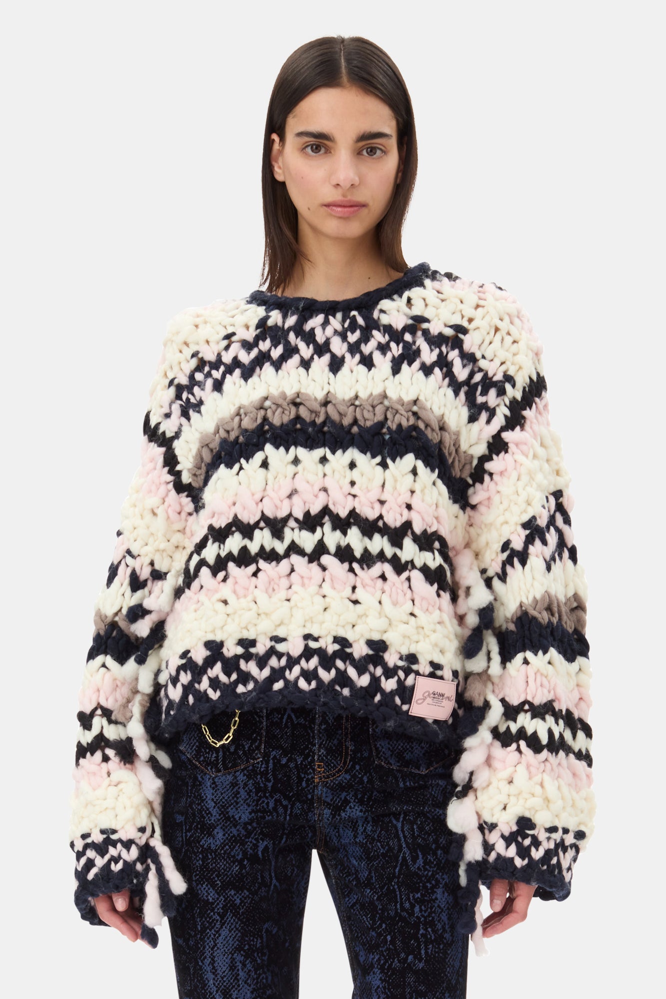 Wool Roving Handknit Crewneck | Multicolour