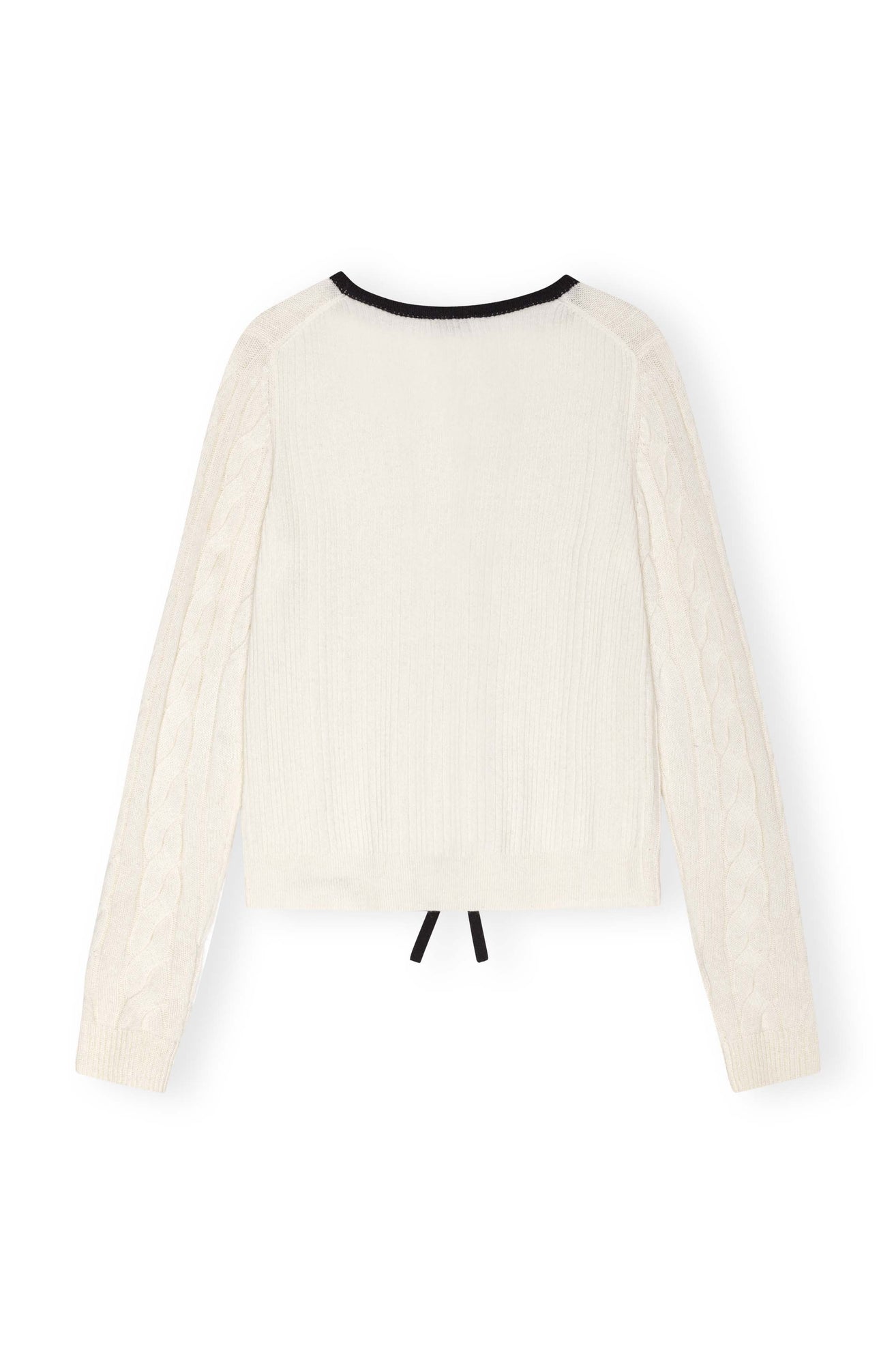 Cashmere Mix Tie String Cardigan | Egret