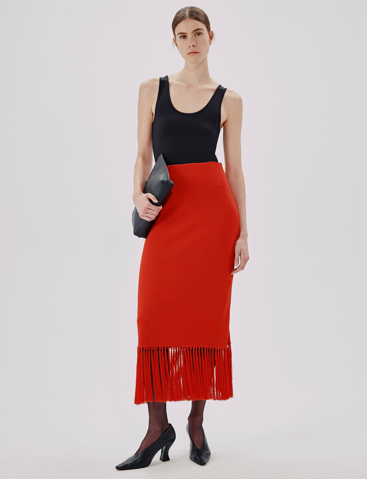 Women | Fringe Skirt | Tomato
