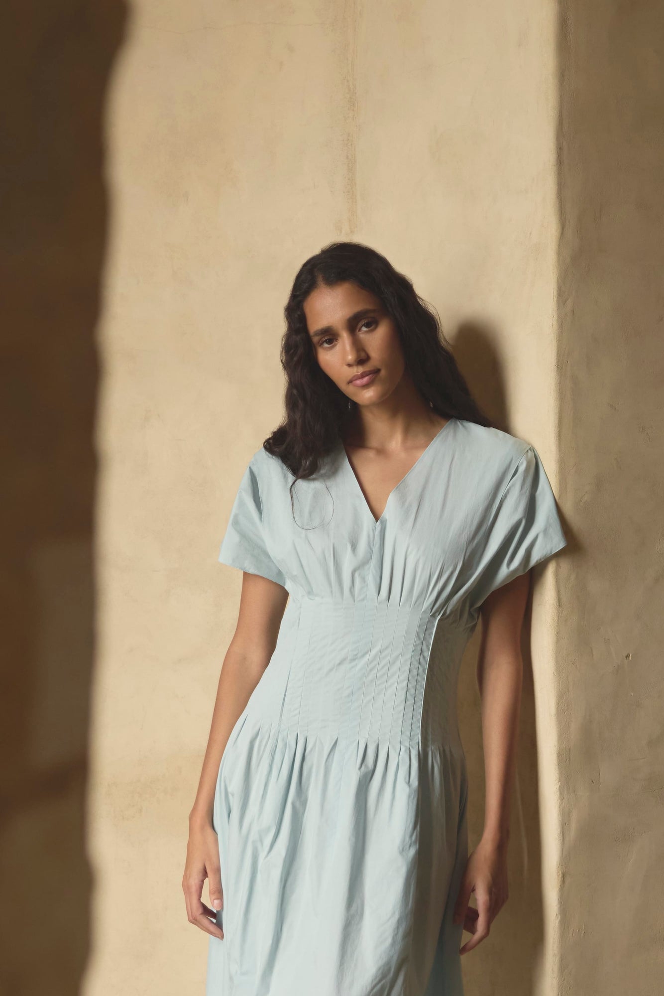 Aya | Kai Pleated Blouson Dress in Size Small