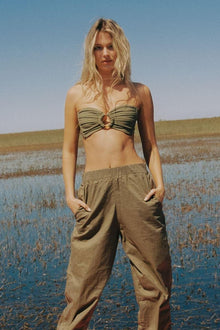 Tori Ties Bandeau Bikini Top | Khaki