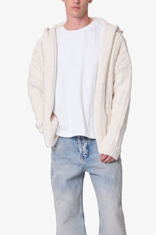 Knit Zip Up Hoodie | Off White