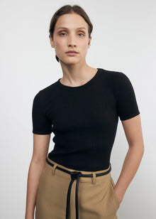 pointelle essential s/s in black