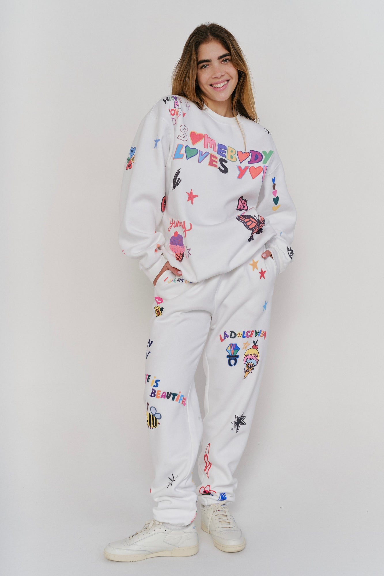 Mayfair x @iscreamcolour Somebody Loves You Sweatpants | White