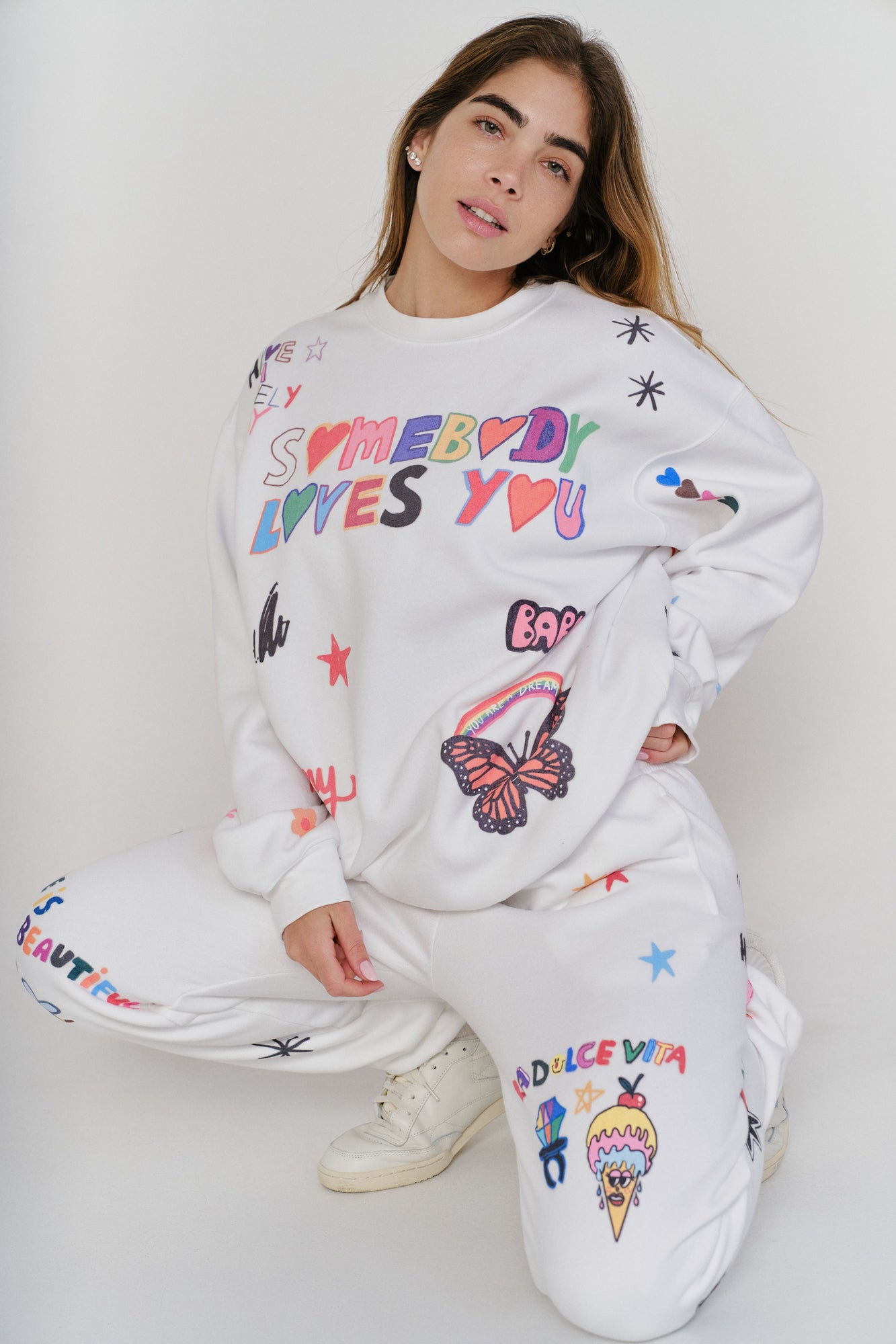 Mayfair x @iscreamcolour Somebody Loves You Sweatpants | White