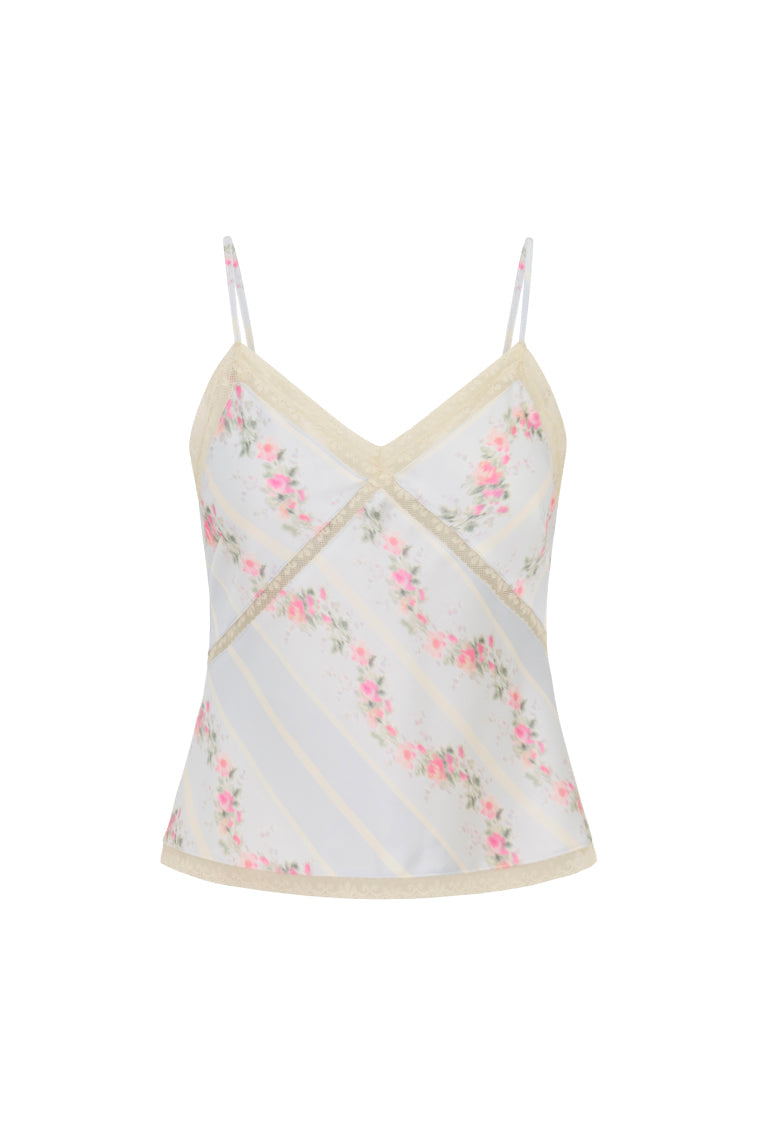 Levall Satin Floral Top | Wavecrest Blue