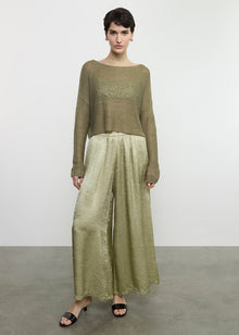 Textured Satin Palazzo Pant | Celadon