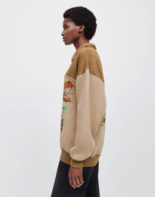Womens | Upcycled 80s Oversized Half Zip | Assorted Caramel