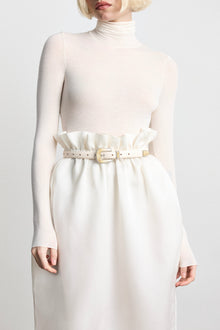 Travertine Belt | Ivory Silver & Marble Inlay