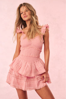 Lovine Cotton Smocked Mini Dress | Strawberry Spritz