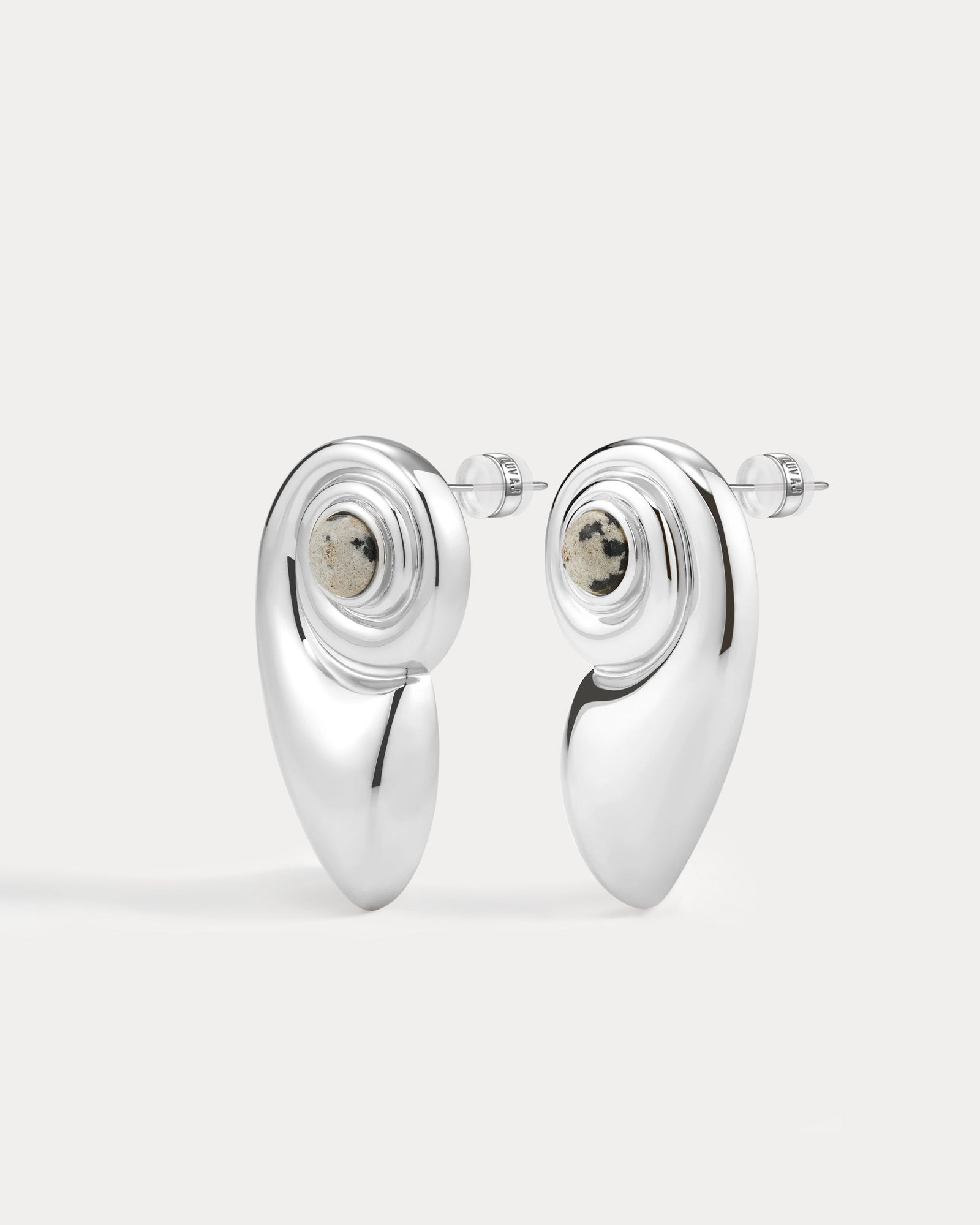 The Palma Shell Studs | Dalmatian Jasper | Silver