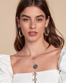 Evil Eye Double Coin Necklace | Silver