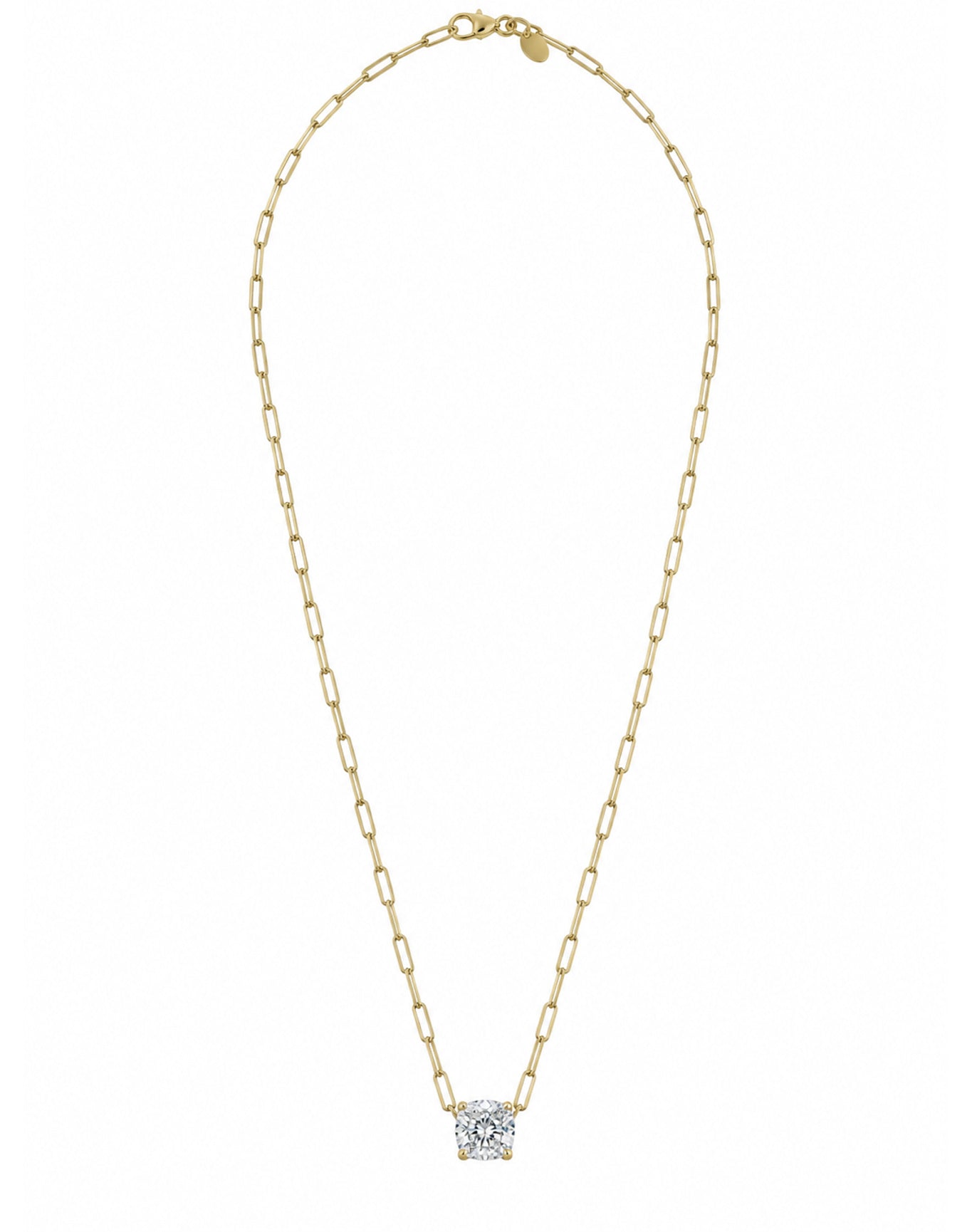 Lab Diamond Paperclip Chain Necklace | 14K Yellow Gold