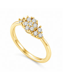 Lab Grown Diamond Sparklng Floral Cluster Ring | Yellow Silver-Vermeil