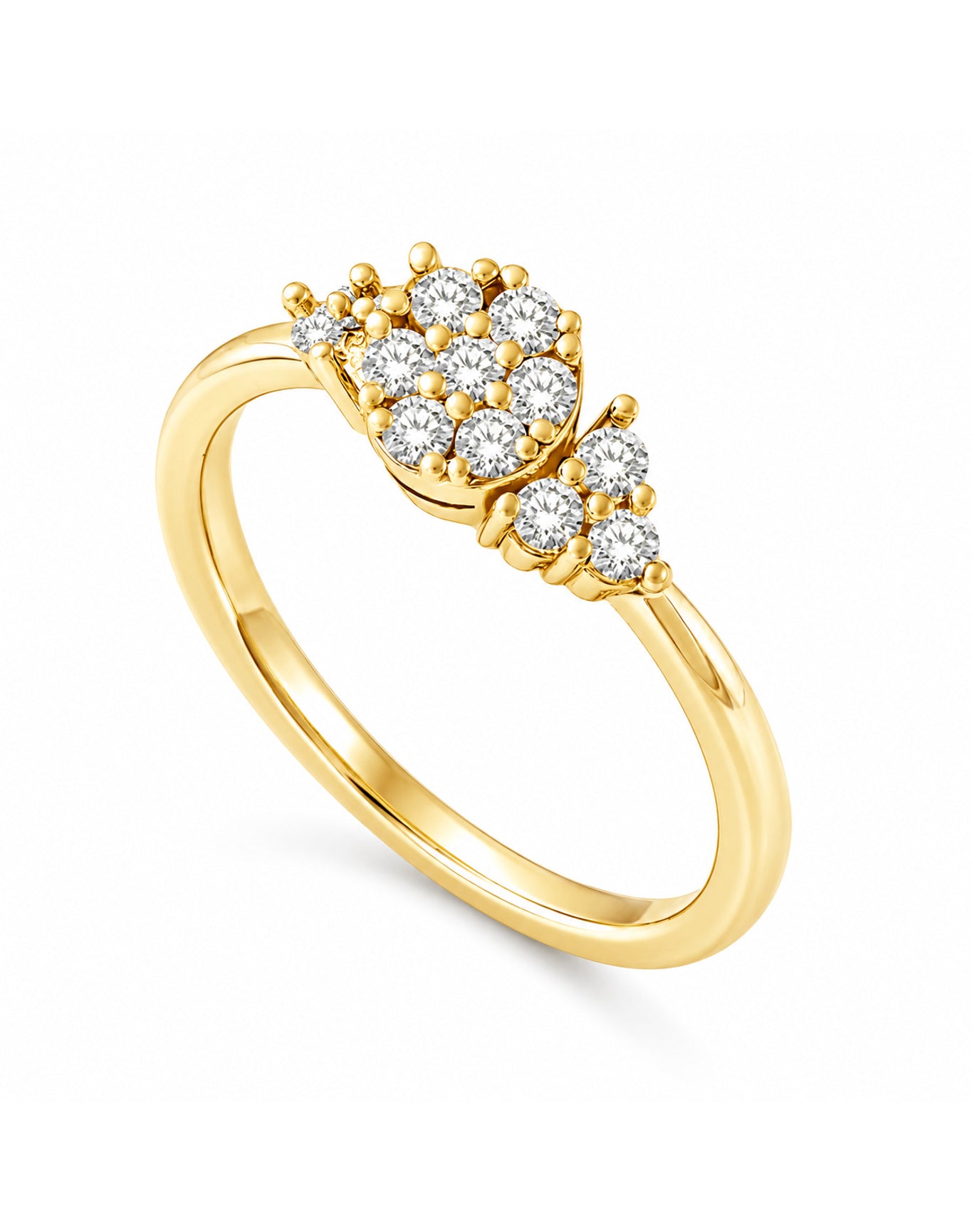 Lab Grown Diamond Sparklng Floral Cluster Ring | Yellow Silver-Vermeil