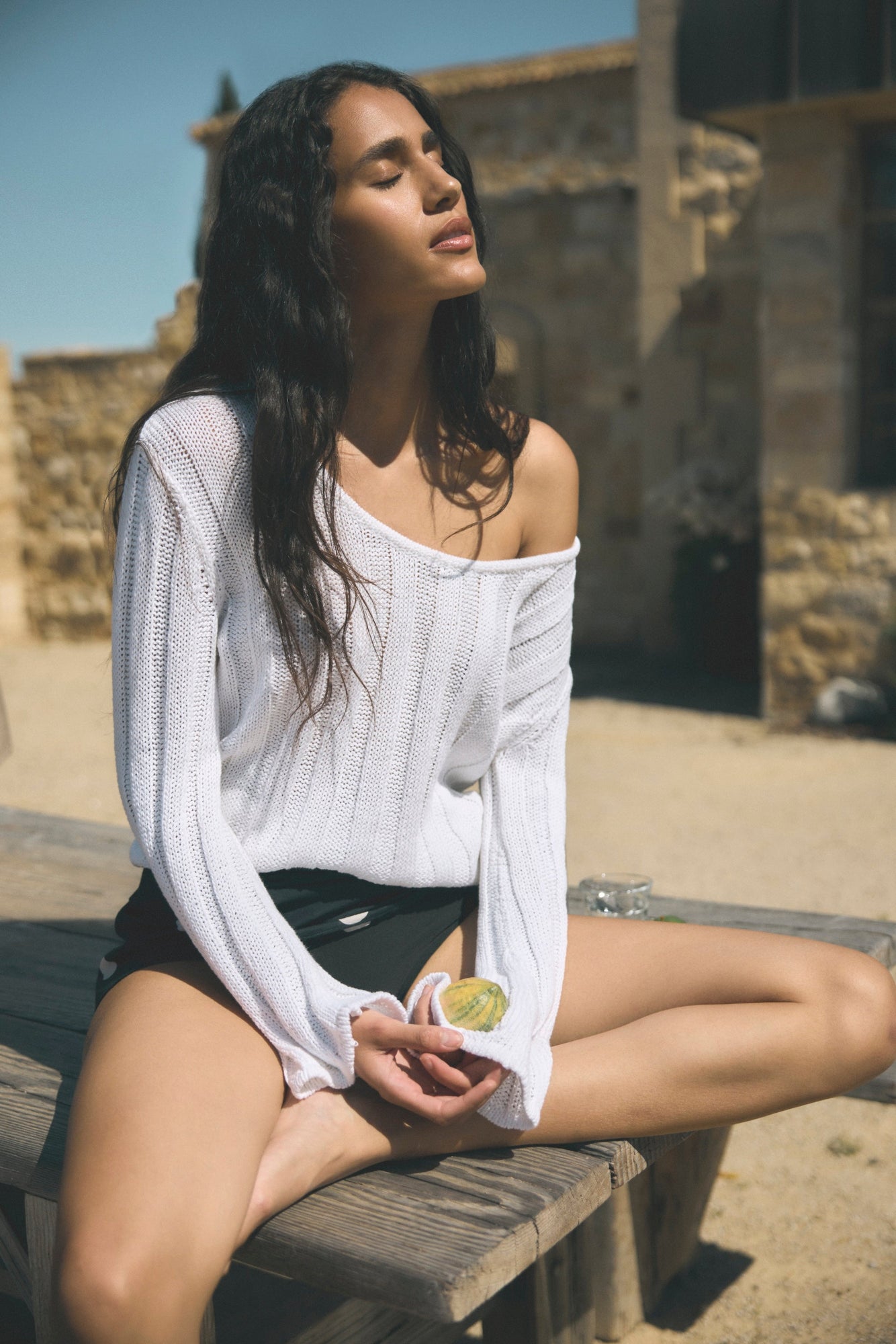 Aya | Leah Ribbed Scoop-Neck Sweater in Size Small