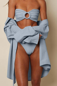 Tori Ties Bandeau Bikini Top | Light Denim