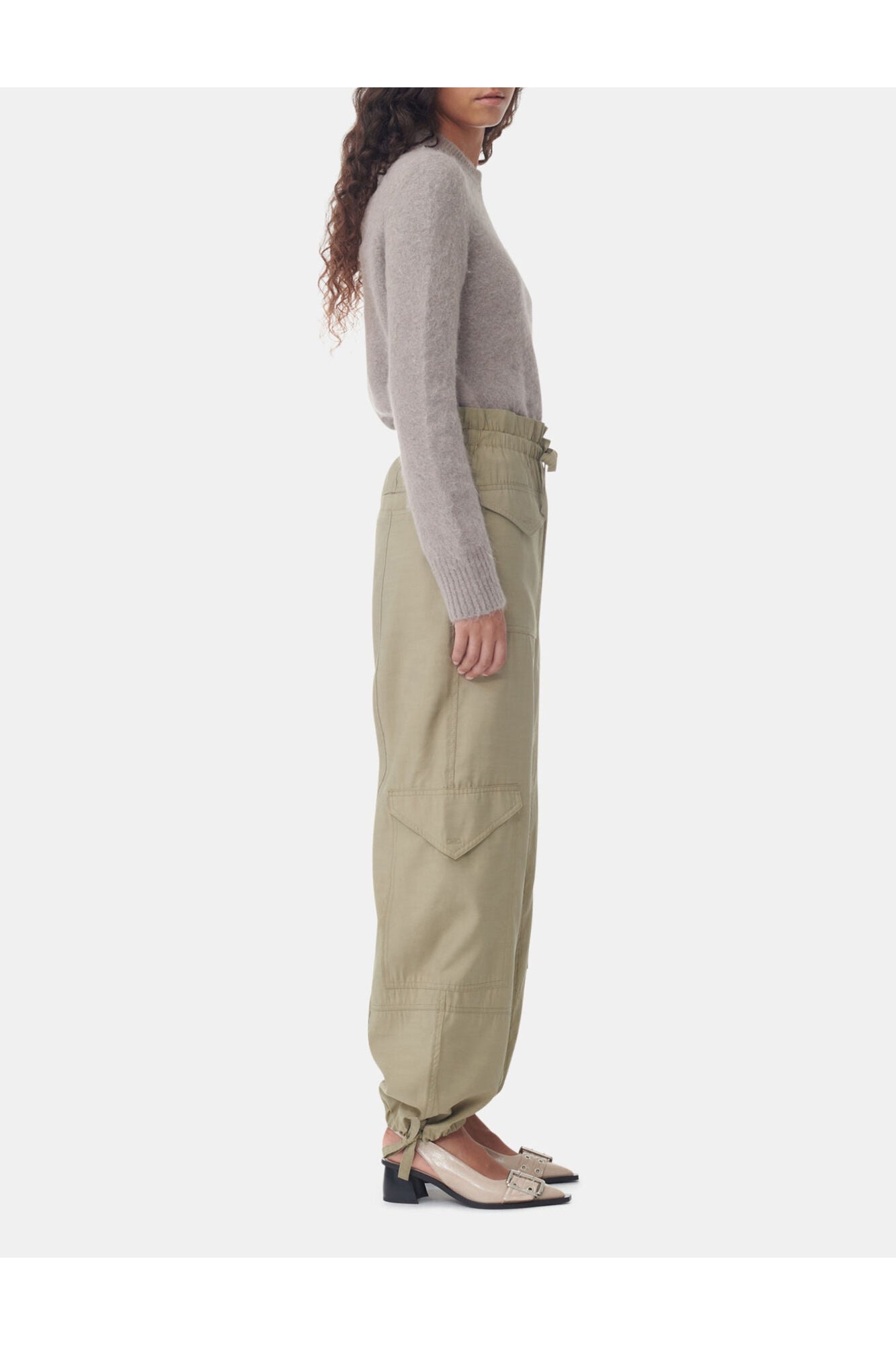 Light Slub High Waist Pocket Trousers | Aloe
