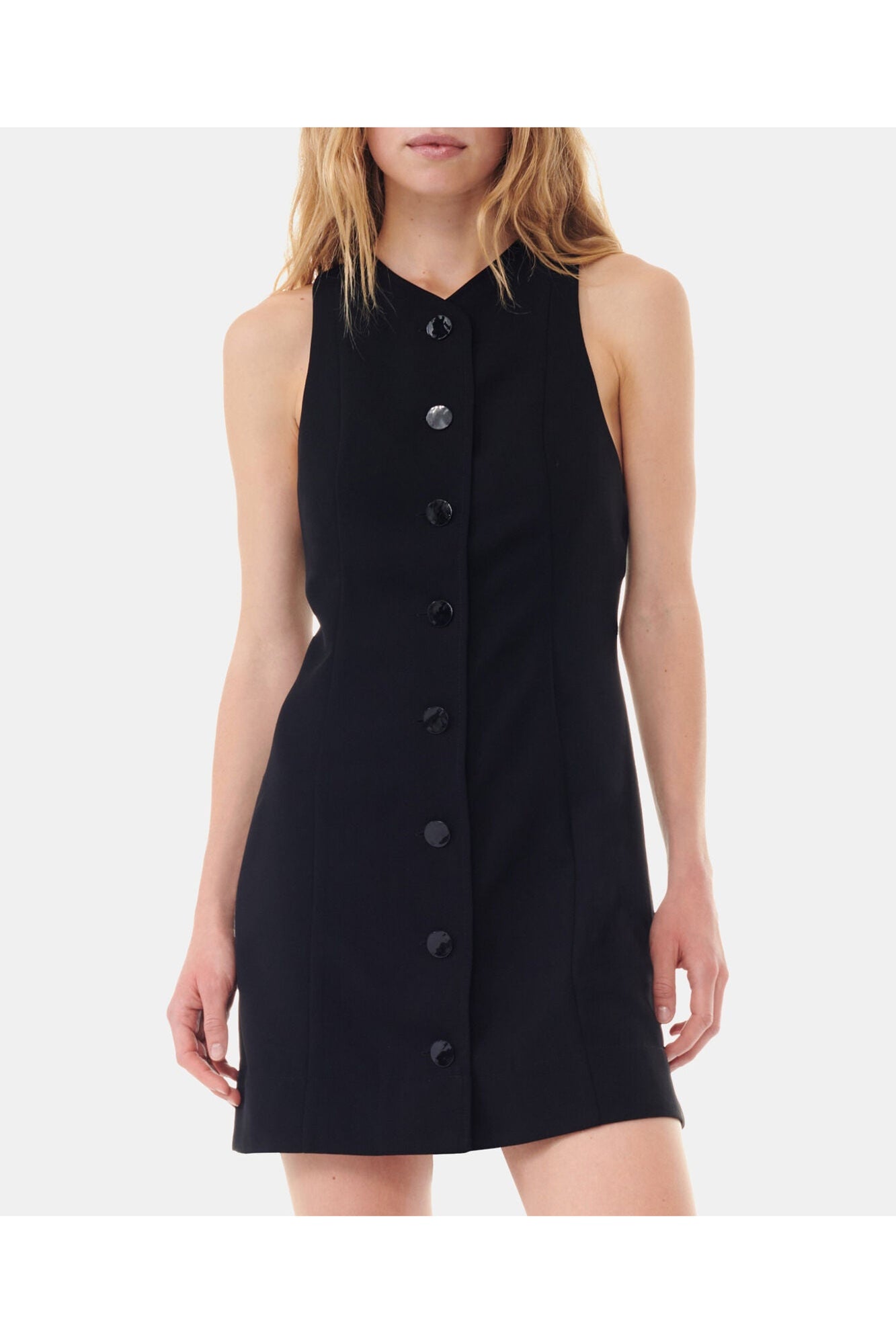 Light Twill Suiting Mini Dress | Black