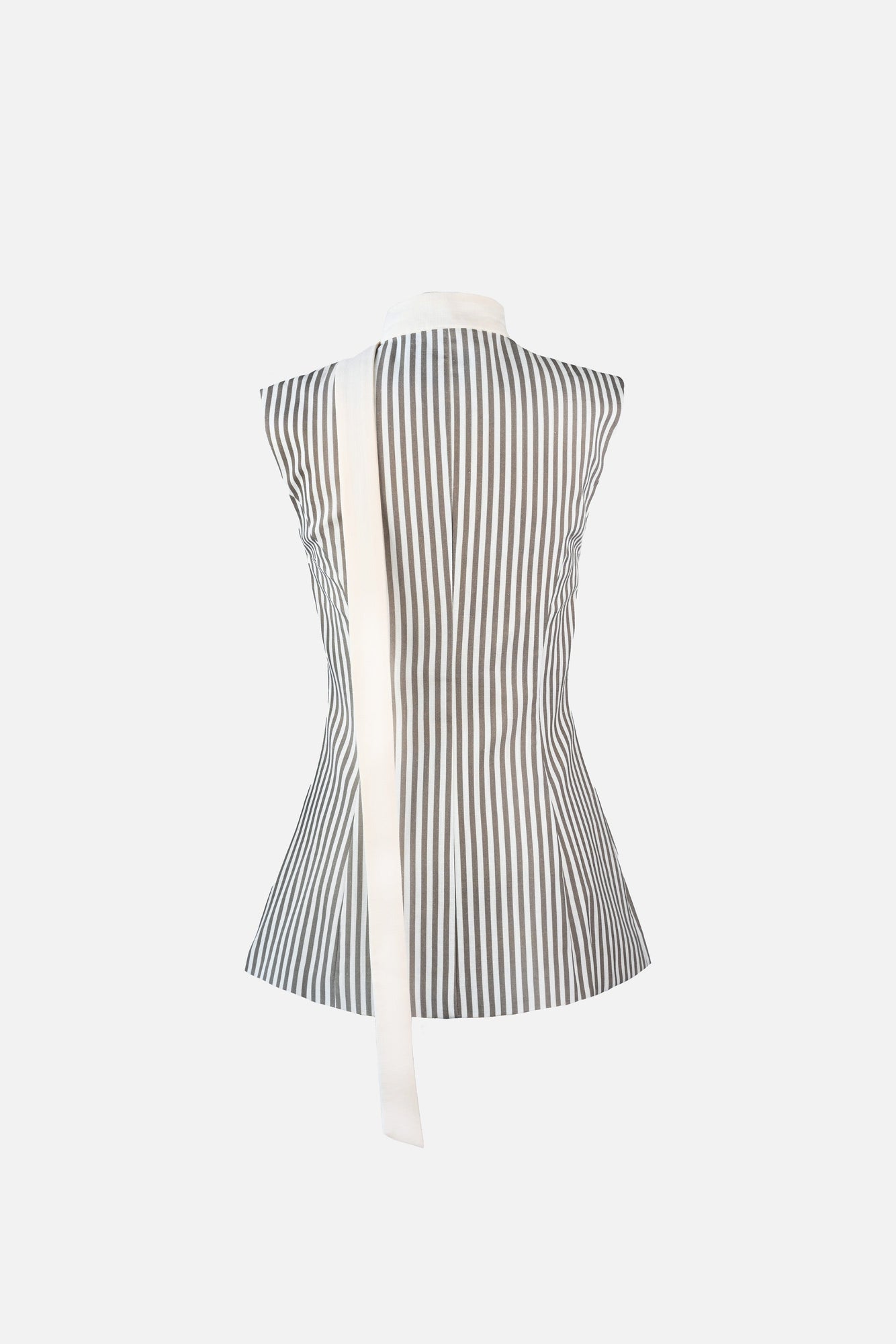 Lila Linen Scarf Top | Gray & Ivory