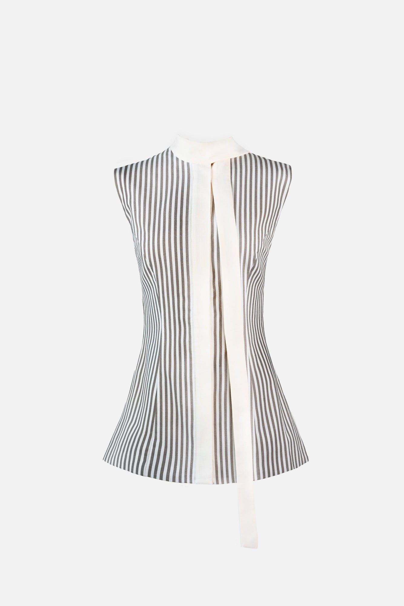 Lila Linen Scarf Top | Gray & Ivory