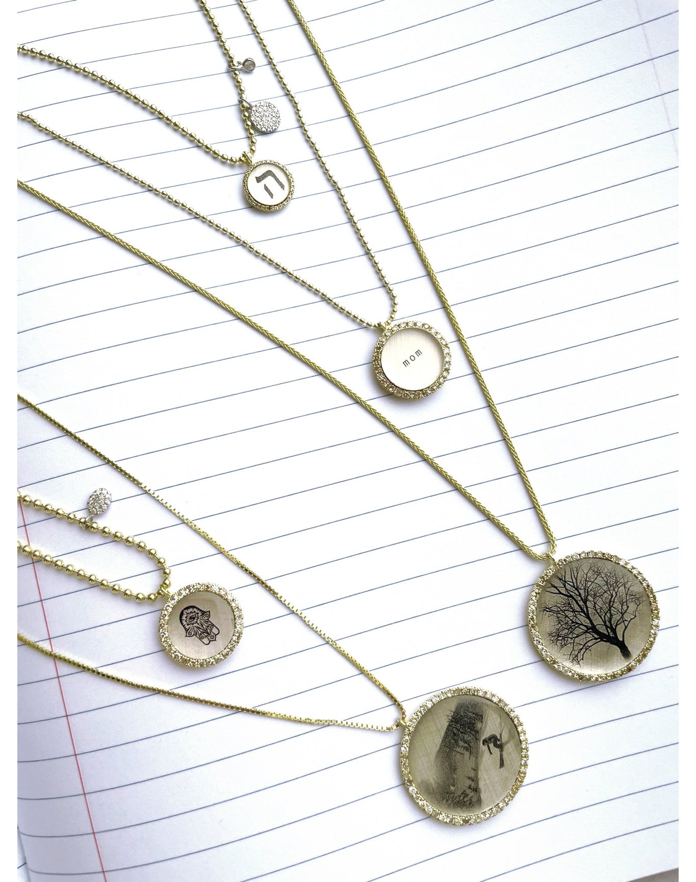 Lithograph Diamond and Silver Necklace | Two Tone Gold Plated Silver