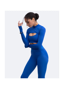 Long Sleeve Crew Neck Shrug | Blue