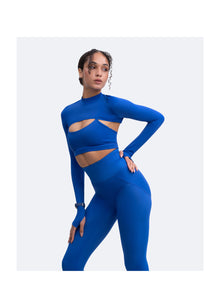 Long Sleeve Crew Neck Shrug | Blue