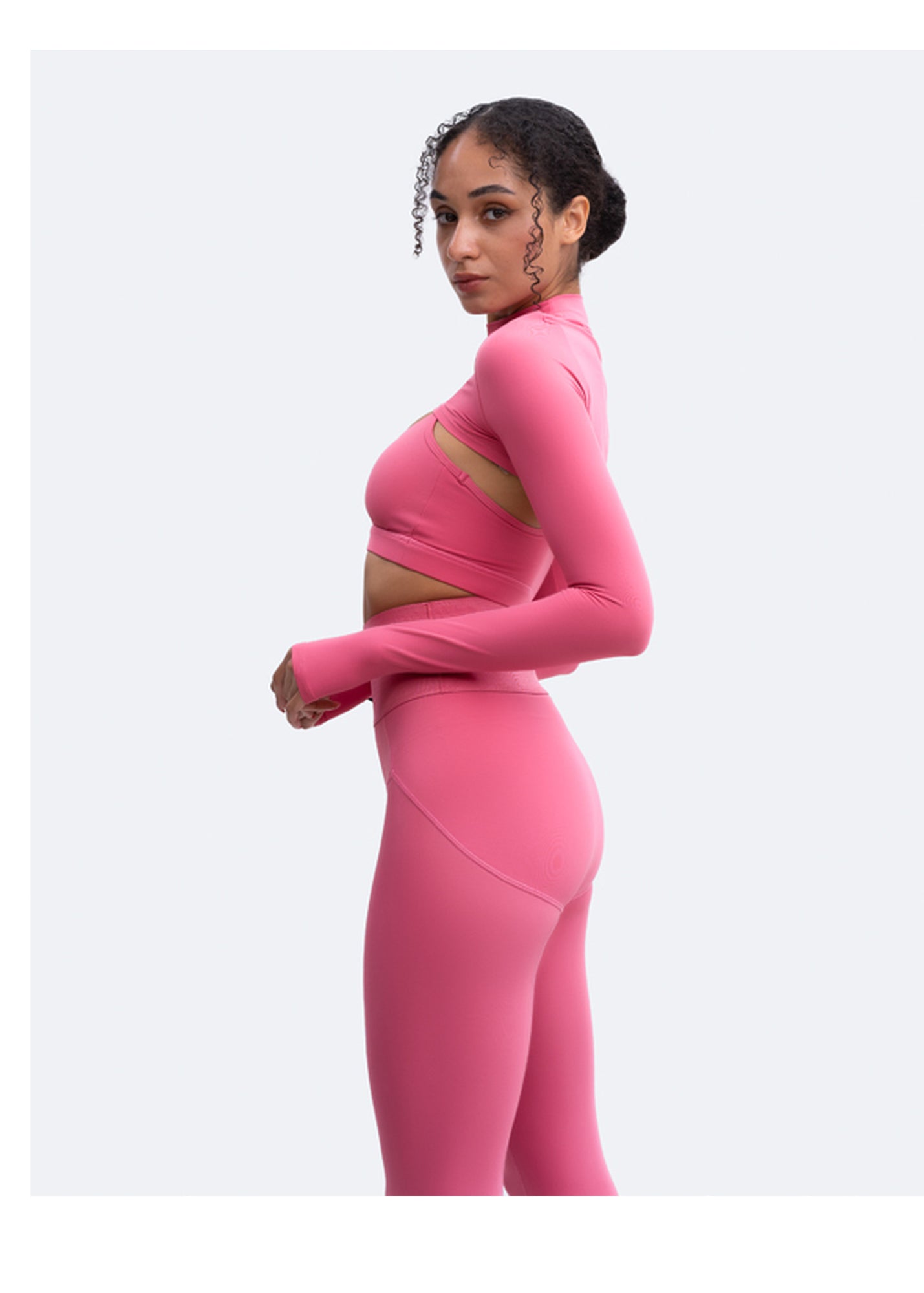 Long Sleeve Crew Neck Shrug | Pink