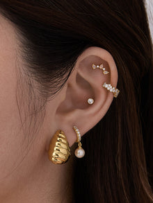 Teardrop Seashell 20mm Stud Earrings | 14K Gold Plated Brass