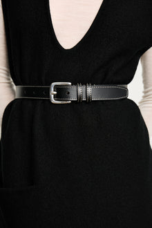 Louison Belt | Black & White & Silver