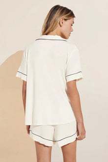 Womens | Gisele TENCEL Modal Relaxed Short PJ Set - Ivory/Navy | Ivory/Navy