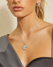 Evil Eye Double Coin Necklace | Silver