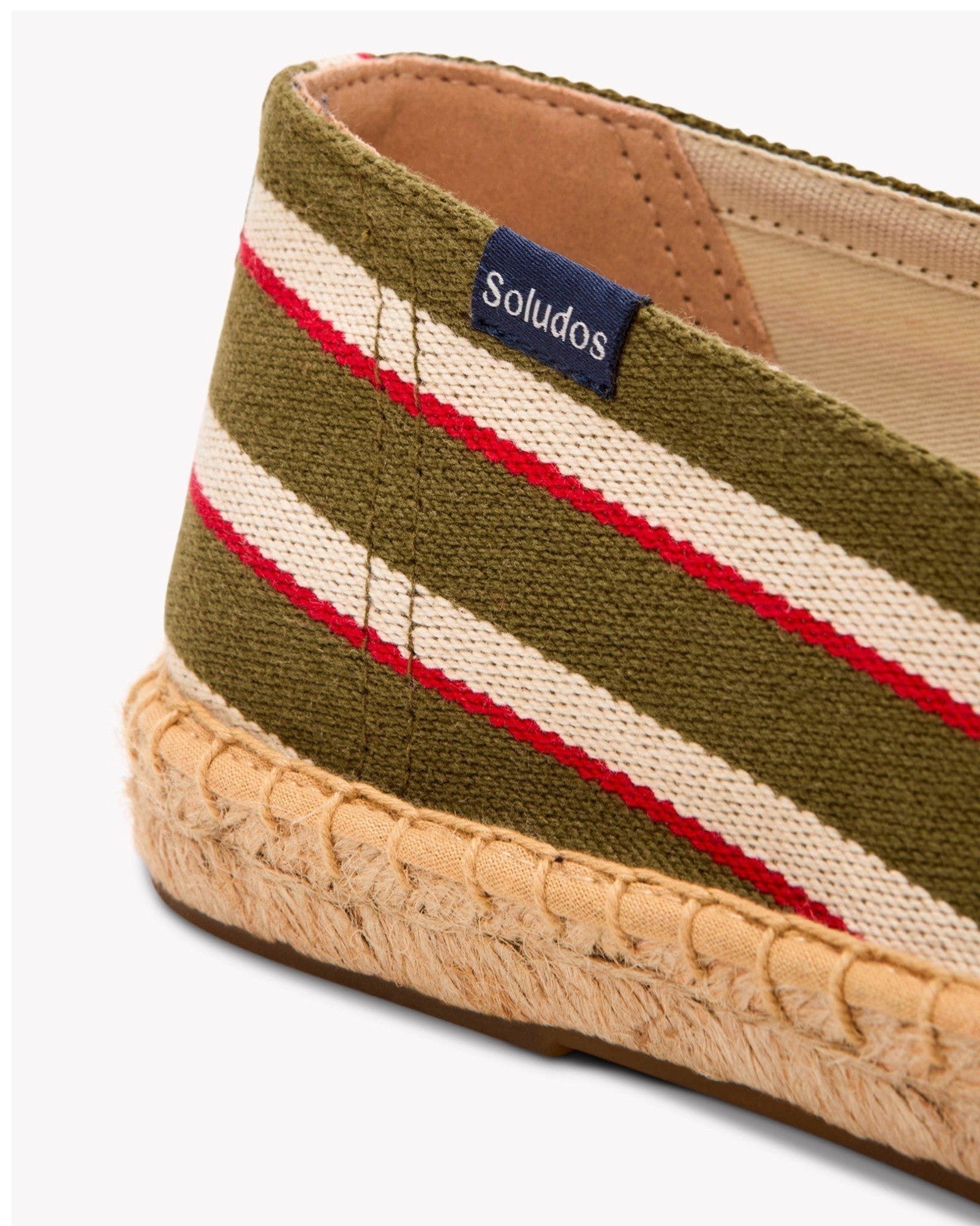 The Original Espadrille - Classic Stripes - Olive / Ivory / Red - Men's - Men's Espadrilles - Olive / Ivory / Red - Soludos - 