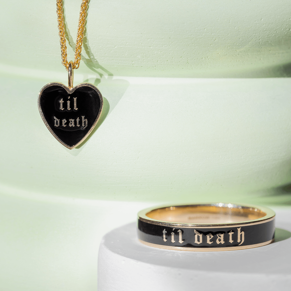 Women | Til Death Enamel Pendant | 14k White Gold