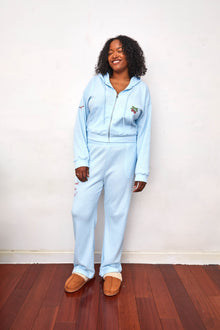 Life is Sweet Waffle Wide Leg Sweatpants | Soft Blue