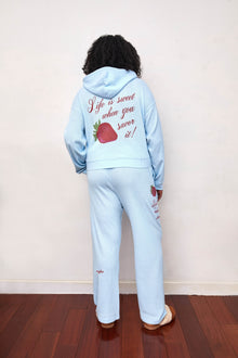 Life is Sweet Waffle Wide Leg Sweatpants | Soft Blue