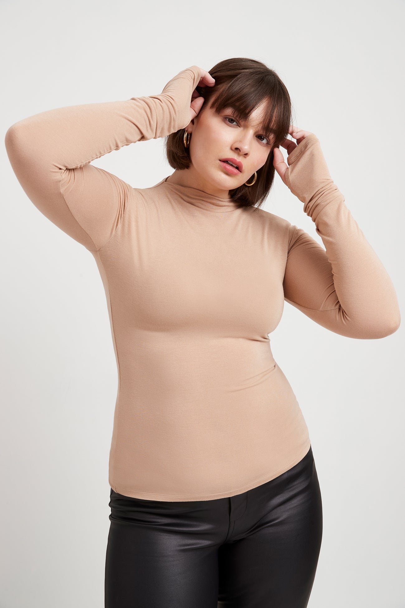 Liana Mock Turtleneck | Light Beige