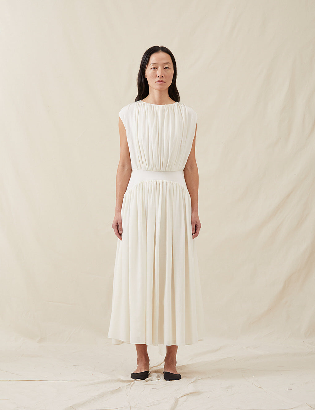 Womens | The Soft Gathered Dress | Ivory