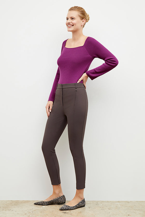Side image of a woman wearing the Joya Top in Purple Jasper | Exclude