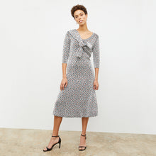 Front image of a woman wearing the Tippy Dress in Brick and Black | Lead 