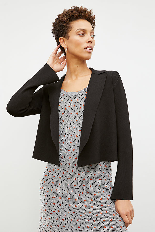 Front image of a woman wearing the Tippy Dress in Brick and Black | Exclude