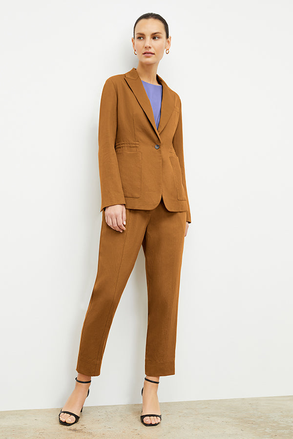 Front image of a woman wearing the Shane Pant in Acorn | Exclude
