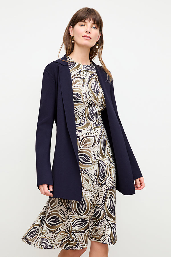 Front image of a woman wearing the Merritt Jardigan in Navy | Exclude