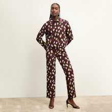front image of a woman wearing the smith pant in bengal jacquard