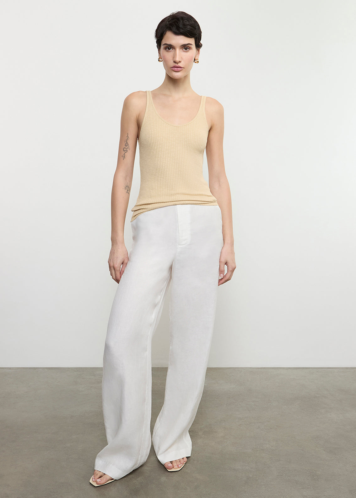 Military Rib Slim Tank | Blonde