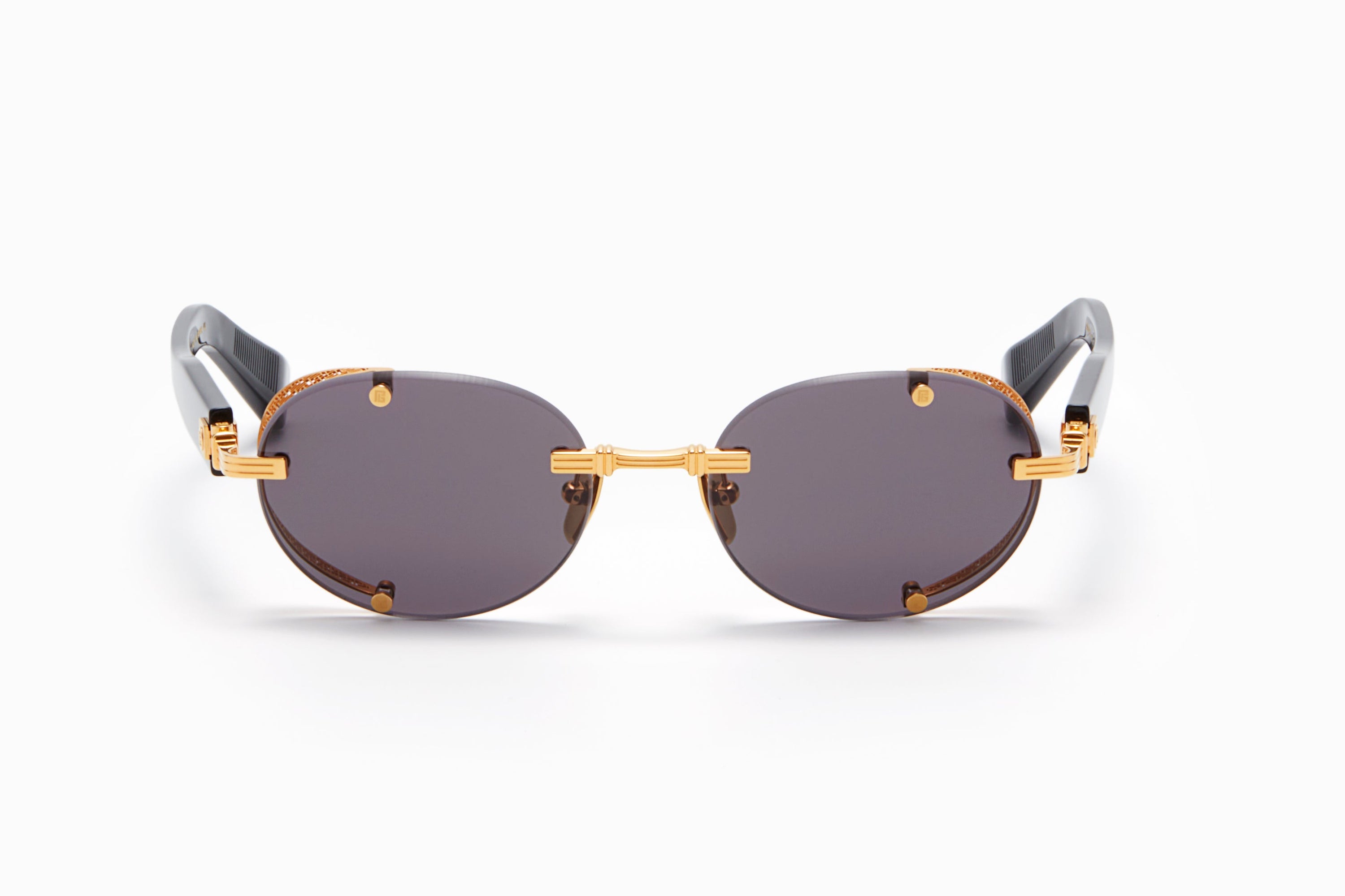 Unisex | Monsieur Sunglass | Yellow Gold - Black | Dark Grey w/ Black Mirror