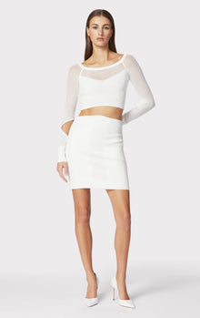 Mixed Pointelle Mini Skirt | Alabaster